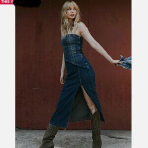 NWT ZARA TRF Strapless Denim Dress